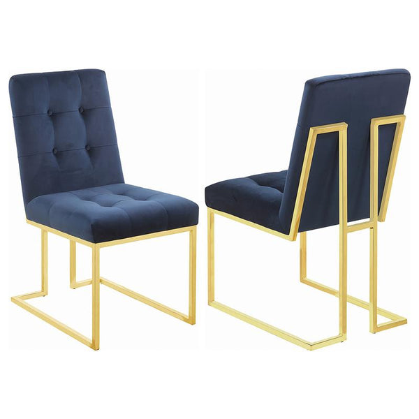 Cisco Tufted Back Side Chairs Ink Blue (Set of 2) - 192493
