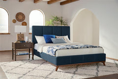 Charity Upholstered Eastern King Panel Bed Blue - 300626KE