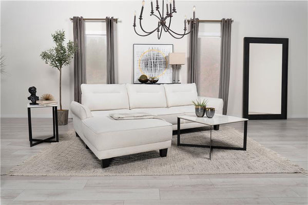 Caspian Upholstered Curved Arm Chaise Sectional Sofa White - 509550
