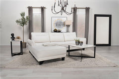 Caspian Upholstered Curved Arm Chaise Sectional Sofa White - 509550
