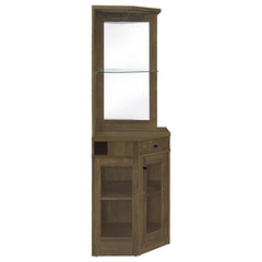 Alviso Corner Bar Cabinet with Stemware Rack Rustic Oak - 182303