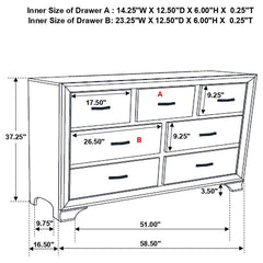 Beaumont 7-drawer Rectangular Dresser Champagne - 205293