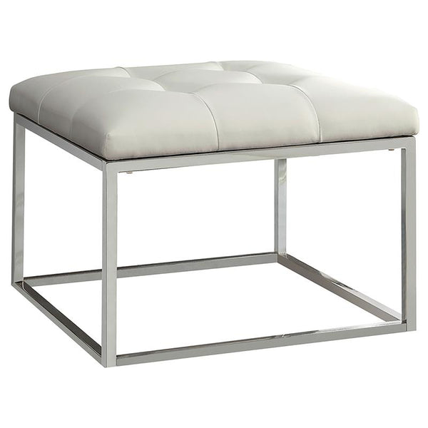 Swanson Square Upholstered Tufted Ottoman White - 500423