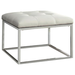 Swanson Square Upholstered Tufted Ottoman White - 500423