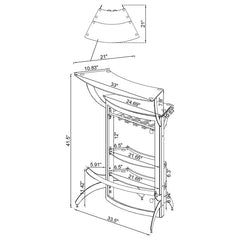 Dallas 2-shelf Home Bar Silver and Frosted Glass - 100135
