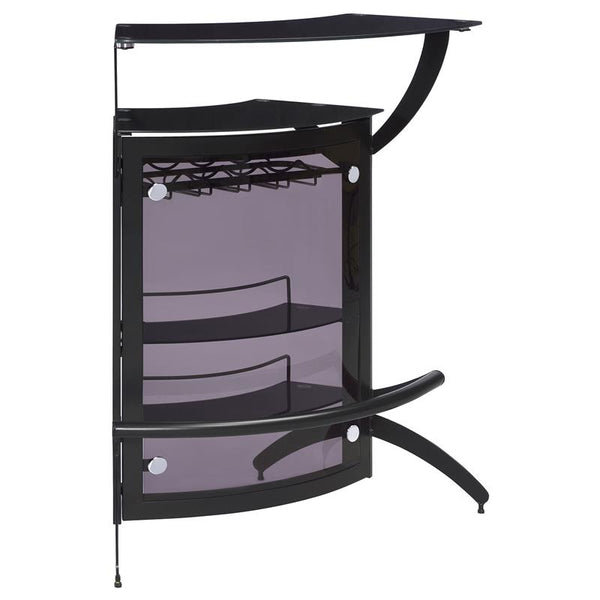 Dallas 2-shelf Home Bar Smoked and Black Glass - 182135