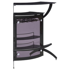 Dallas 2-shelf Home Bar Smoked and Black Glass - 182135