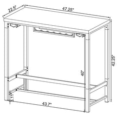 Norcrest Pub Height Bar Table with Acrylic Legs and Wine Storage White High Gloss - 182101