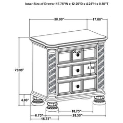 Emmett 3-drawer Nightstand Walnut - 224442