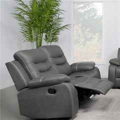 Nova Upholstered Padded Arm Reclining Loveseat Dark Grey - 602532