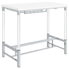 Norcrest Pub Height Bar Table with Acrylic Legs and Wine Storage White High Gloss - 182101