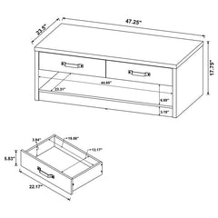 Felix 2-drawer Engineered Wood Coffee Table Grey Driftwood - 707728