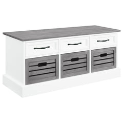 Alma 3-drawer Storage Bench White and Weathered Grey - 501196