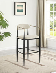 Tina Metal Pub Height Bar Stool with Upholstered Back and Seat Beige (Set of 2) - 121187