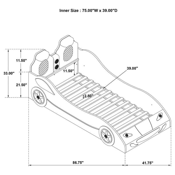 Cruiser Wood Twin LED Car Bed Blue - 400478