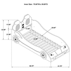 Cruiser Wood Twin LED Car Bed Blue - 400478