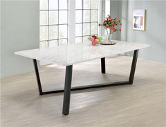 Mayer Rectangular Dining Table Faux White Marble and Gunmetal - 193781