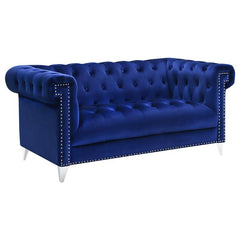 Bleker Upholstered Tuxedo Arm Tufted Loveseat Blue - 509482