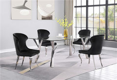 Cheyanne Upholstered Wingback Side Chair with Nailhead Trim Chrome and Black (Set of 2) - 190742