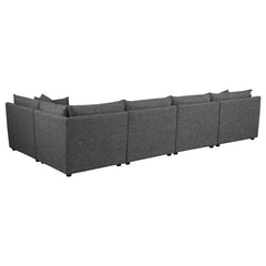 Sasha 5-piece Upholstered Modular Sectional Barely Black - 551681-SETA