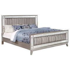 Leighton Wood Eastern King Panel Bed Metallic Mercury - 204921KE