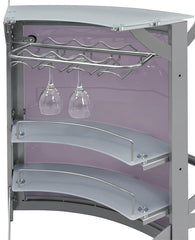 Dallas 2-shelf Home Bar Silver and Frosted Glass - 100135