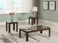 Rhodes 3-piece Faux Marble Top Coffee Table Set Brown - 700395