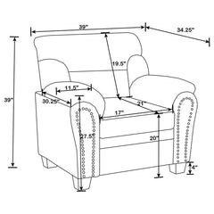 Clementine 3-piece Upholstered Padded Arm Sofa Set Brown - 506571-S3