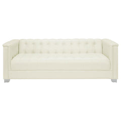 Chaviano 2-piece Upholstered Track Arm Sofa Set Pearl White - 505391-S2