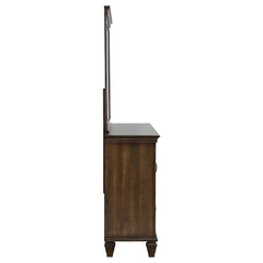 Franco 5-drawer Dresser with Mirror with 2 Louvered Doors Burnished Oak - 200973M