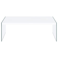 Opal Rectangular Glass Frame Coffee Table White High Gloss - 704148