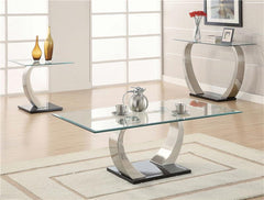 Pruitt Rectangular Glass Top Metal Coffee Table Satin - 701238