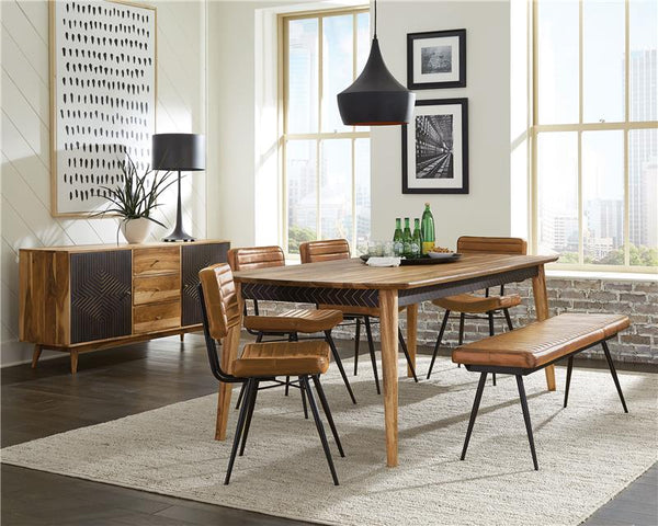 Partridge 6-piece Rectangular Dining Set Natural Sheesham and Camel - 110571-S6C
