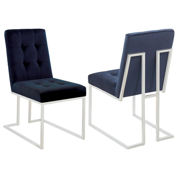 Cisco Upholstered Dining Chairs Ink Blue and Chrome (Set of 2) - 192494