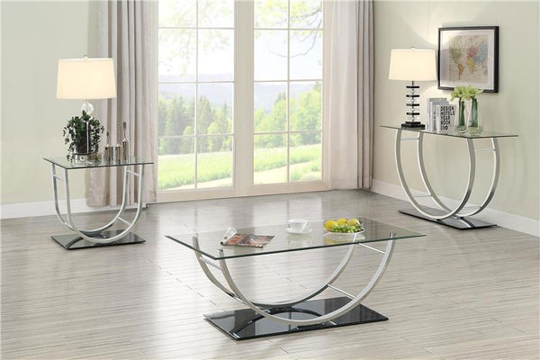Danville Square U-Shaped Glass Top Side End Table Chrome - 704987