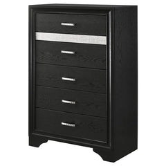Miranda 5-drawer Chest Black and Rhinestone - 206365