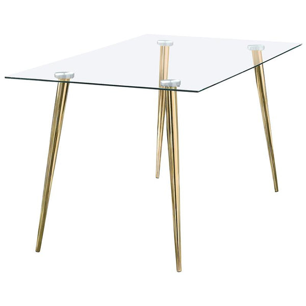 Gilman Rectangle Glass Top Dining Table - 190621GLD