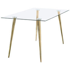 Gilman Rectangle Glass Top Dining Table - 190621GLD