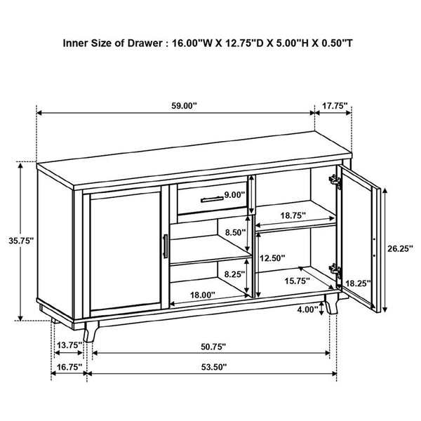 Reynolds 2-door Dining Sideboard Server Brown Oak - 107595