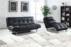 Dilleston Faux Leather Upholstered Tufted Chaise Black - 550075