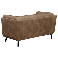 Thatcher Upholstered Tuxedo Arm Tufted Loveseat Brown - 509422