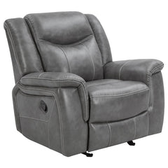 Conrad 3-piece Upholstered Padded Arm Motion Sofa Set Grey - 650354-S3