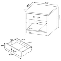 Felix 1-drawer Engineered Wood Side End Table Grey Driftwood - 707727