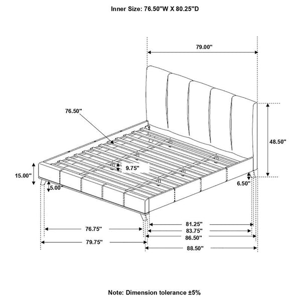 Charity Upholstered Eastern King Panel Bed Blue - 300626KE