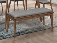 Alfredo Upholstered Dining Bench Grey and Natural Walnut - 108083
