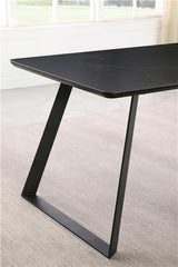 Smith Rectangle Ceramic Top Dining Table Black and Gunmetal - 115231
