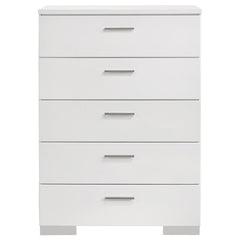 Felicity 5-piece Eastern King Bedroom Set White High Gloss - 203500KE-S5