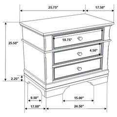 Manchester 3-drawer Nightstand Wheat Brown - 222892