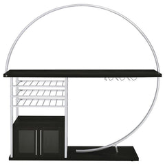 Risley 2-door Circular LED Home Bar with Wine Storage Dark Charcoal - 182799