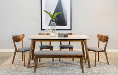 Everett Faux Marble Top Dining Table Natural Walnut and White - 192761